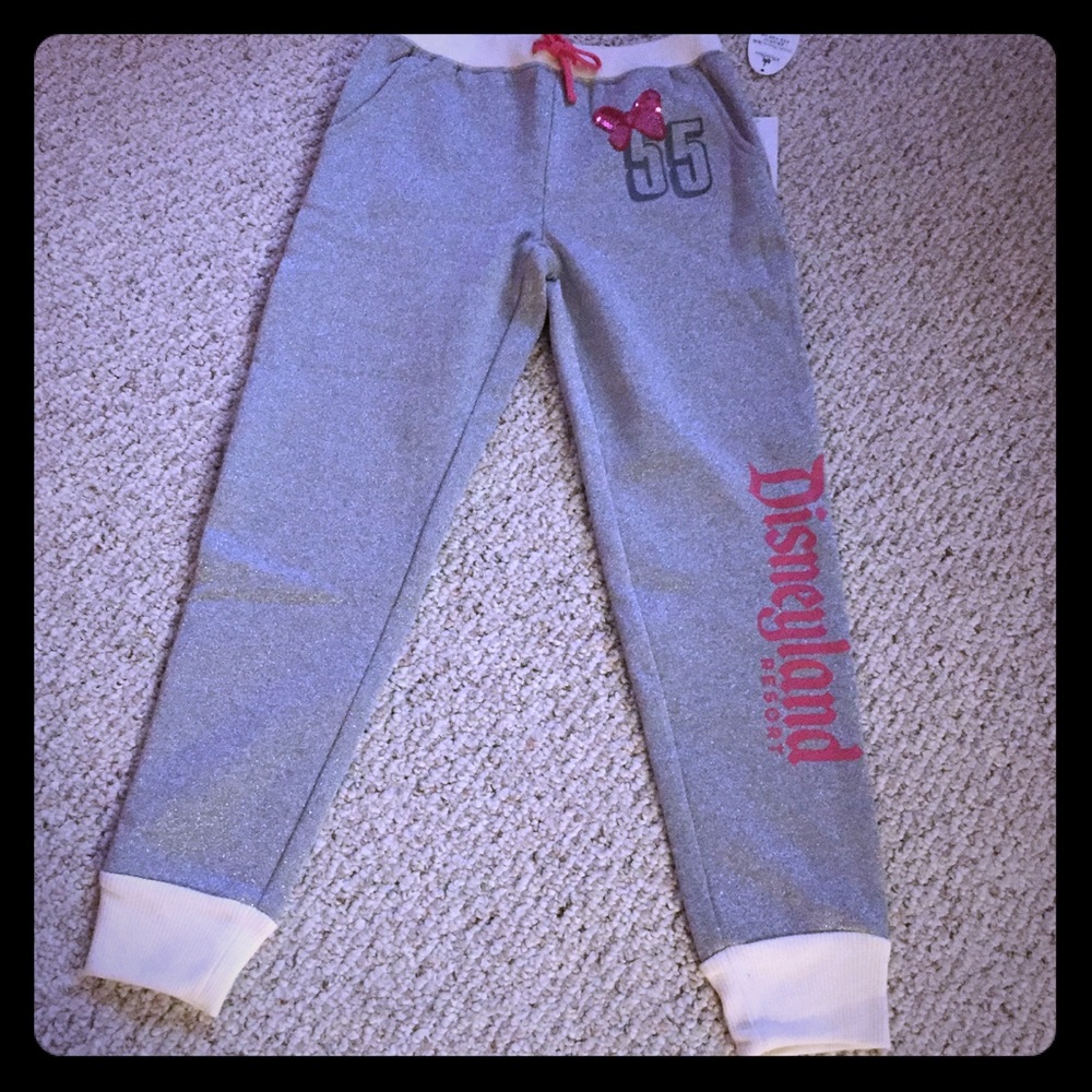 New NWT Disney kids L sweatpants metallic gray